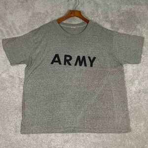 Vintage US Army PT T-Shirt Heather Gray Military Training Graphic Tee XL 80s 90s
